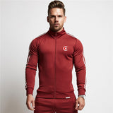 Men's Jacket + Pants Tracksuit Male splice Long Sleeve red black Casual 2 Piece Set male pocket zipper design men Sportswear