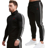 Men's Jacket + Pants Tracksuit Male splice Long Sleeve red black Casual 2 Piece Set male pocket zipper design men Sportswear