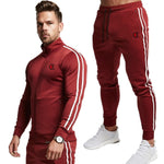 Men's Jacket + Pants Tracksuit Male splice Long Sleeve red black Casual 2 Piece Set male pocket zipper design men Sportswear