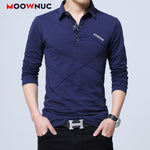 Polos Mens Long sleeves Shirt Fashion Polo Cotton Shirts Hombre Men's Clothing Masculino Business Casual Solid Brand 5XL MOOWNUC