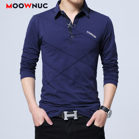 Polos Mens Long sleeves Shirt Fashion Polo Cotton Shirts Hombre Men's Clothing Masculino Business Casual Solid Brand 5XL MOOWNUC