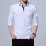 Polos Mens Long sleeves Shirt Fashion Polo Cotton Shirts Hombre Men's Clothing Masculino Business Casual Solid Brand 5XL MOOWNUC