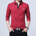 Polos Mens Long sleeves Shirt Fashion Polo Cotton Shirts Hombre Men's Clothing Masculino Business Casual Solid Brand 5XL MOOWNUC