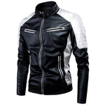 Oumor Men 2019 Winter Casual Motor Spliced Fleece Leather Jacket Men Autumn Fashion Biker Vintage Warm Leather Jacket Coat Men