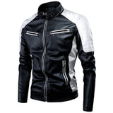Oumor Men 2019 Winter Casual Motor Spliced Fleece Leather Jacket Men Autumn Fashion Biker Vintage Warm Leather Jacket Coat Men
