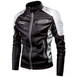 Oumor Men 2019 Winter Casual Motor Spliced Fleece Leather Jacket Men Autumn Fashion Biker Vintage Warm Leather Jacket Coat Men