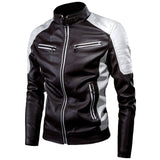 Oumor Men 2019 Winter Casual Motor Spliced Fleece Leather Jacket Men Autumn Fashion Biker Vintage Warm Leather Jacket Coat Men
