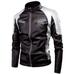 Oumor Men 2019 Winter Casual Motor Spliced Fleece Leather Jacket Men Autumn Fashion Biker Vintage Warm Leather Jacket Coat Men