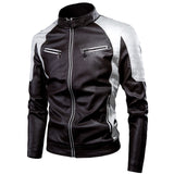 Oumor Men 2019 Winter Casual Motor Spliced Fleece Leather Jacket Men Autumn Fashion Biker Vintage Warm Leather Jacket Coat Men