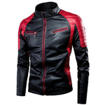 Oumor Men 2019 Winter Casual Motor Spliced Fleece Leather Jacket Men Autumn Fashion Biker Vintage Warm Leather Jacket Coat Men