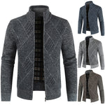 2019 Mens Cardigan Sweater Autumn Stand Collar Zipper Knitted Casual Sweatercoat Coats Men Warm Clothes Fleece Knit OutwearNew