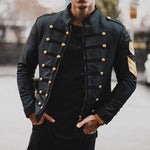 PU Leather Jacket Men Autumn Long Sleeve Black Plus Size 3XL Zipper Beading Short Jacket Men's Winter Coat Outwear Windbreaker