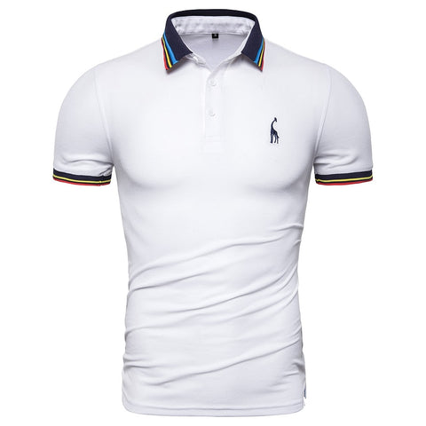 Dropshipping 2019 New Summer Cotton Polo Men Solid Deer Embroidery Short Sleeve Polo Shirt Men Fashion Polo Giraffe Mens Shirts
