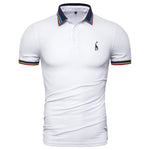 Dropshipping 2019 New Summer Cotton Polo Men Solid Deer Embroidery Short Sleeve Polo Shirt Men Fashion Polo Giraffe Mens Shirts