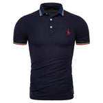 Dropshipping 2019 New Summer Cotton Polo Men Solid Deer Embroidery Short Sleeve Polo Shirt Men Fashion Polo Giraffe Mens Shirts