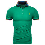 Dropshipping 2019 New Summer Cotton Polo Men Solid Deer Embroidery Short Sleeve Polo Shirt Men Fashion Polo Giraffe Mens Shirts