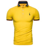 Dropshipping 2019 New Summer Cotton Polo Men Solid Deer Embroidery Short Sleeve Polo Shirt Men Fashion Polo Giraffe Mens Shirts