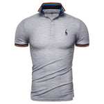Dropshipping 2019 New Summer Cotton Polo Men Solid Deer Embroidery Short Sleeve Polo Shirt Men Fashion Polo Giraffe Mens Shirts