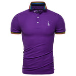 Dropshipping 2019 New Summer Cotton Polo Men Solid Deer Embroidery Short Sleeve Polo Shirt Men Fashion Polo Giraffe Mens Shirts