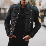 PU Leather Jacket Men Autumn Long Sleeve Black Plus Size 3XL Zipper Beading Short Jacket Men's Winter Coat Outwear Windbreaker