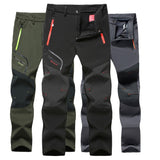 Tactical Waterproof Hiking Pant Men Breathable Stretch Softshell Fleece Lined Pants Outdoors Sports Plus Size 4XL 5XL Winter