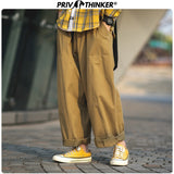 Privathinker Men Japanese Solid Straight Pants  2019 Mens Loose Wide Leg Pants Male Fashion Hip Hop Cargo Pants Black Joggers