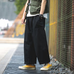 Privathinker Men Japanese Solid Straight Pants  2019 Mens Loose Wide Leg Pants Male Fashion Hip Hop Cargo Pants Black Joggers
