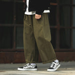 Privathinker Men Japanese Solid Straight Pants  2019 Mens Loose Wide Leg Pants Male Fashion Hip Hop Cargo Pants Black Joggers