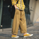 Privathinker Men Japanese Solid Straight Pants  2019 Mens Loose Wide Leg Pants Male Fashion Hip Hop Cargo Pants Black Joggers