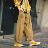 Privathinker Men Japanese Solid Straight Pants  2019 Mens Loose Wide Leg Pants Male Fashion Hip Hop Cargo Pants Black Joggers
