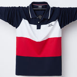 2019 Polo Shirt Men Big Tall Long Sleeves Top Tees Cotton Male Large Tee Autumn Fit Slim Patchwork Polo Shirts Plus Size M-5XL