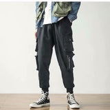 Men's Side Pockets Harem Pants 2020 Autumn Hip Hop Casual Ribbons Design Male Joggers Trousers Fashion Streetwear Pant Black