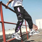 Men's Side Pockets Harem Pants 2020 Autumn Hip Hop Casual Ribbons Design Male Joggers Trousers Fashion Streetwear Pant Black