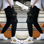 Men's Side Pockets Harem Pants 2020 Autumn Hip Hop Casual Ribbons Design Male Joggers Trousers Fashion Streetwear Pant Black