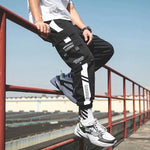 Men's Side Pockets Harem Pants 2020 Autumn Hip Hop Casual Ribbons Design Male Joggers Trousers Fashion Streetwear Pant Black
