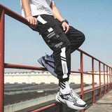 Men's Side Pockets Harem Pants 2020 Autumn Hip Hop Casual Ribbons Design Male Joggers Trousers Fashion Streetwear Pant Black