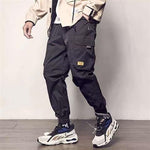 Men's Side Pockets Harem Pants 2020 Autumn Hip Hop Casual Ribbons Design Male Joggers Trousers Fashion Streetwear Pant Black