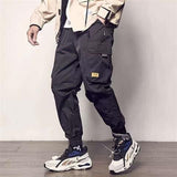Men's Side Pockets Harem Pants 2020 Autumn Hip Hop Casual Ribbons Design Male Joggers Trousers Fashion Streetwear Pant Black
