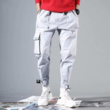Men's Side Pockets Harem Pants 2020 Autumn Hip Hop Casual Ribbons Design Male Joggers Trousers Fashion Streetwear Pant Black