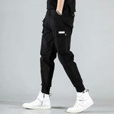 Men's Side Pockets Harem Pants 2020 Autumn Hip Hop Casual Ribbons Design Male Joggers Trousers Fashion Streetwear Pant Black