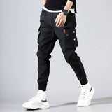 Men's Side Pockets Harem Pants 2020 Autumn Hip Hop Casual Ribbons Design Male Joggers Trousers Fashion Streetwear Pant Black