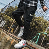 Men's Side Pockets Harem Pants 2020 Autumn Hip Hop Casual Ribbons Design Male Joggers Trousers Fashion Streetwear Pant Black