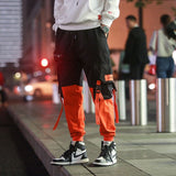 Men's Side Pockets Harem Pants 2020 Autumn Hip Hop Casual Ribbons Design Male Joggers Trousers Fashion Streetwear Pant Black