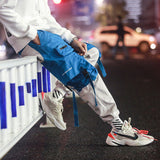 Men's Side Pockets Harem Pants 2020 Autumn Hip Hop Casual Ribbons Design Male Joggers Trousers Fashion Streetwear Pant Black