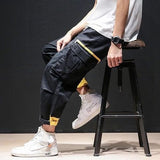 Men's Side Pockets Harem Pants 2020 Autumn Hip Hop Casual Ribbons Design Male Joggers Trousers Fashion Streetwear Pant Black
