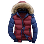 Winter Down Coat Men Casual Fur Hooded Cotton Padding Parka Mens Brand Windproof Waterproof Patchwork Windbreaker Jackets Male