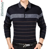 2019 casual long sleeve business mens shirts male striped fashion brand polo shirt designer men tenis polos camisa social 5158