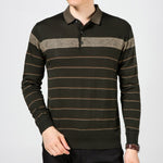 2019 casual long sleeve business mens shirts male striped fashion brand polo shirt designer men tenis polos camisa social 5158