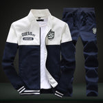 2019 Men Warm Sets Fashion Sporting Thick Suit Patchwork Zipper Hooded Sweatshirt +Sweatpants Mens 2 Pieces Sets Slim Tracksuit